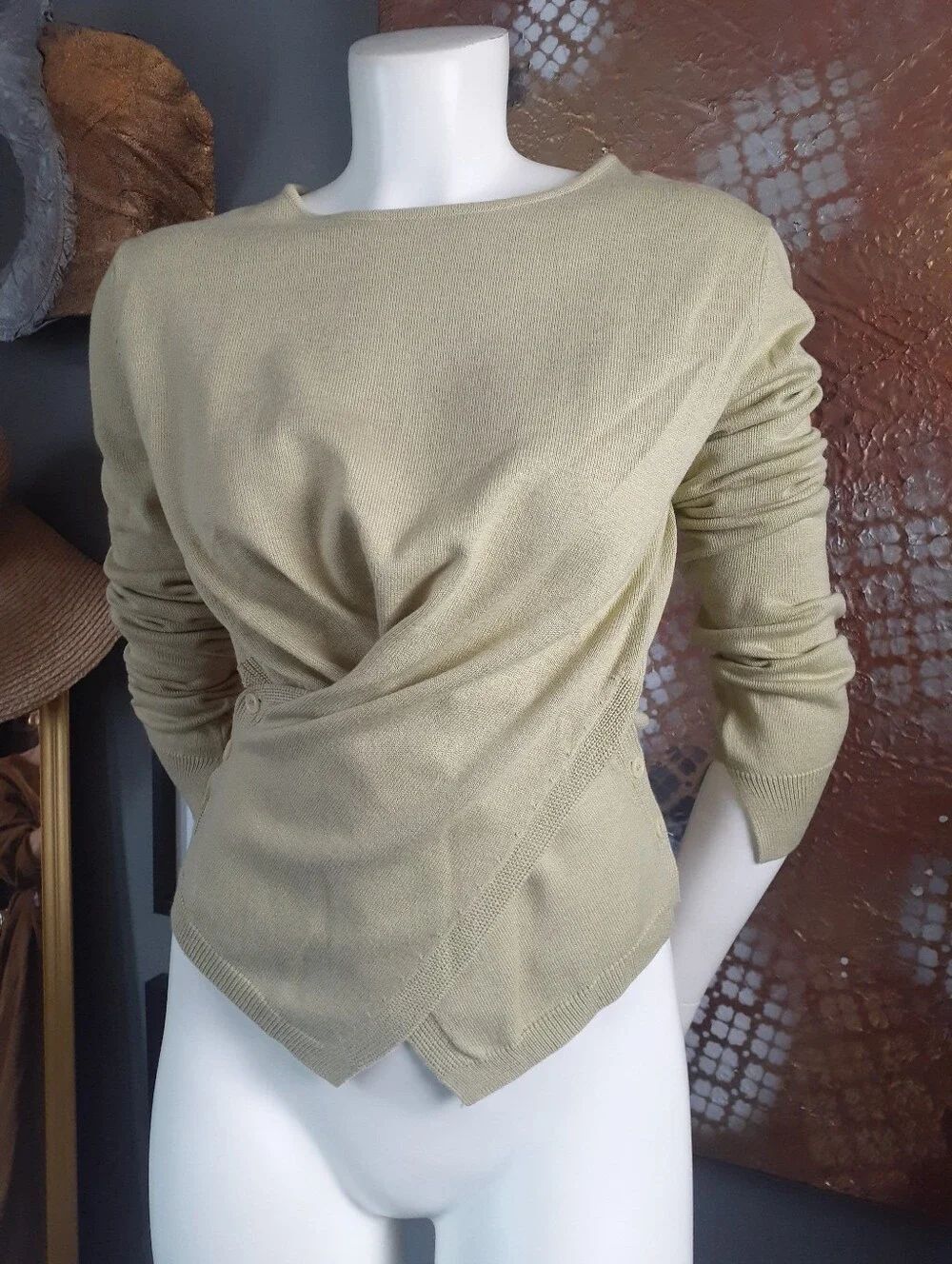 Zara Nwt Women's Twist-Front Pullover Sweater in Light Avocado Green